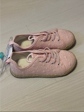 Carter's Light Pink Embroidered Eyelet Lace-Up Sneakers